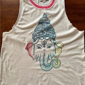 Spiritual Gangster Cream Ganesh Tank Top Size Medium